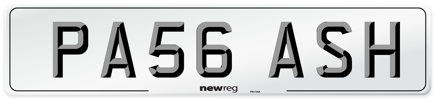 PA56 ASH Number Plate from New Reg